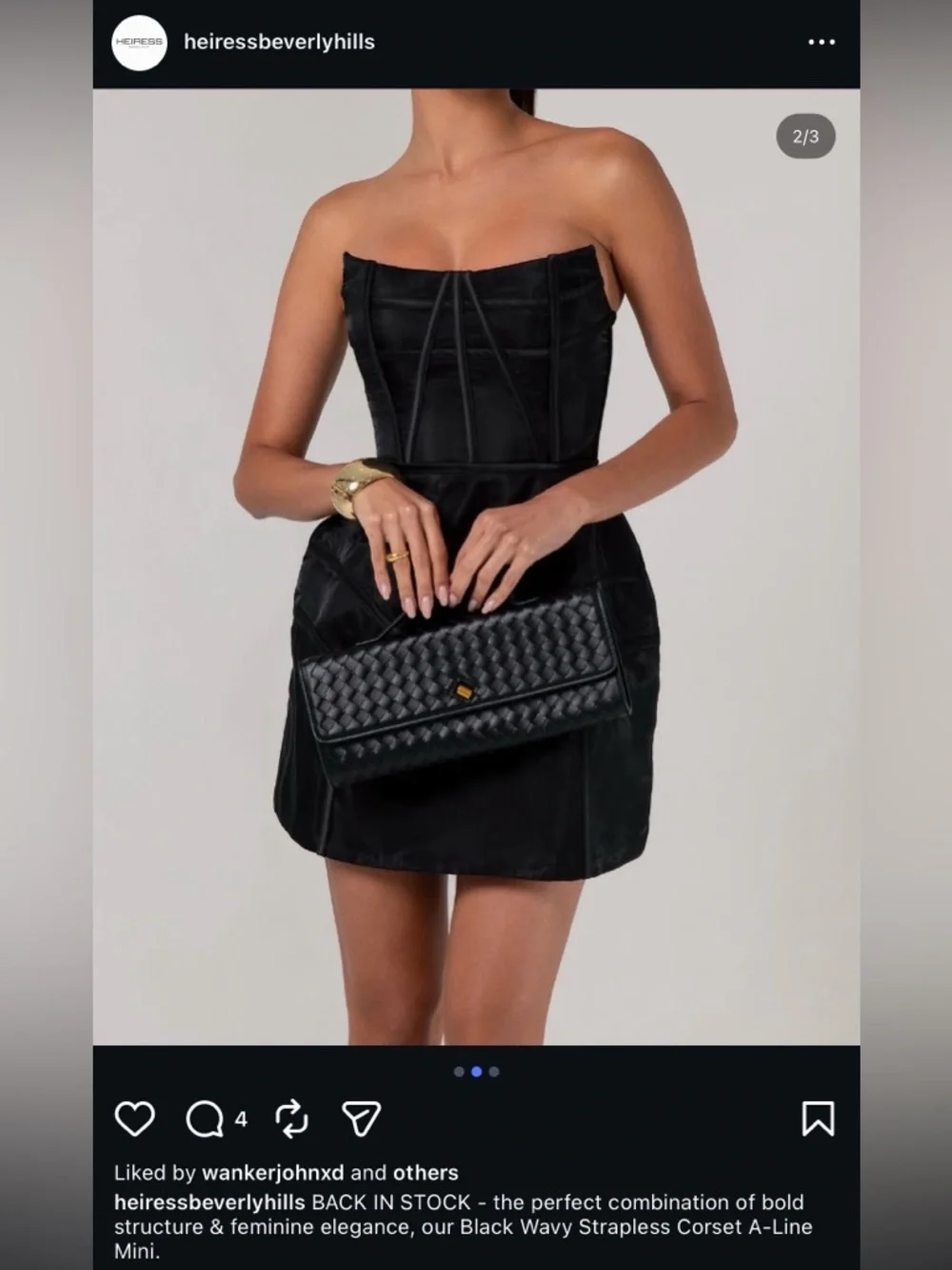 Heiress Beverly Hills Black Wavy Strapless Corset A-Line Mini Dress - Picture 2 of 6